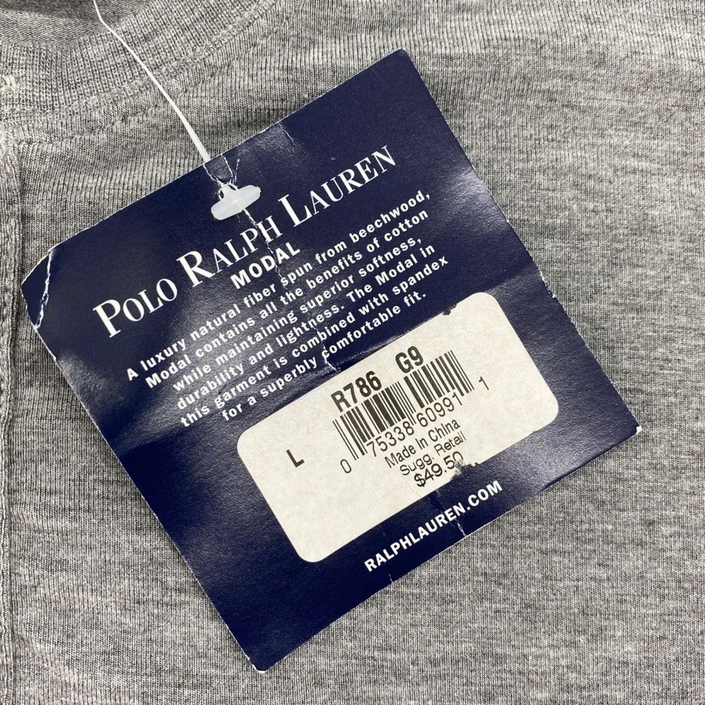 Polo Ralph Lauren Men Gray Modal Henley Long Sleeve Sleepwear Shirt Large NWT